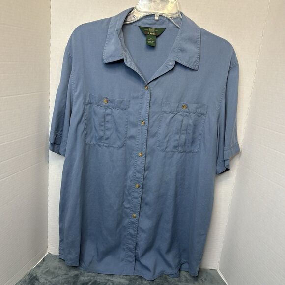 Orvis Other - Orvis 100% Silk Button Up Shirt Men’s Size XL Light Blue Short Sleeve